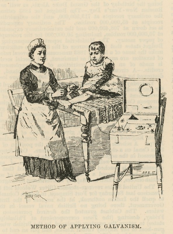 The West End Hospital for Paraliż i Padaczka, Welbeck Street, Londyn: Metoda stosowania galwanizmu autorstwa Amedee Forestier