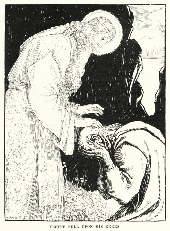 Festus padł na kolana (rycina) autorstwa Amelia M. (attr.to) Bowerley or Bauerle