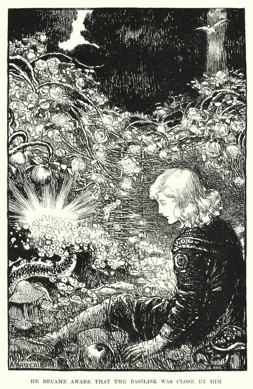 Uświadomił sobie, że Bazyliszek jest blisko niego (rycina) autorstwa Amelia M. (attr.to) Bowerley or Bauerle