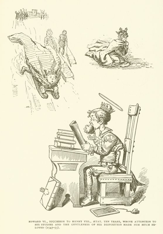 Edward VI, następca Henryka VIII, aetat dziesięć lat, którego dbałość o studia i łagodność swego usposobienia uczyniły go bardzo lubianym (1547-53) autorstwa American School