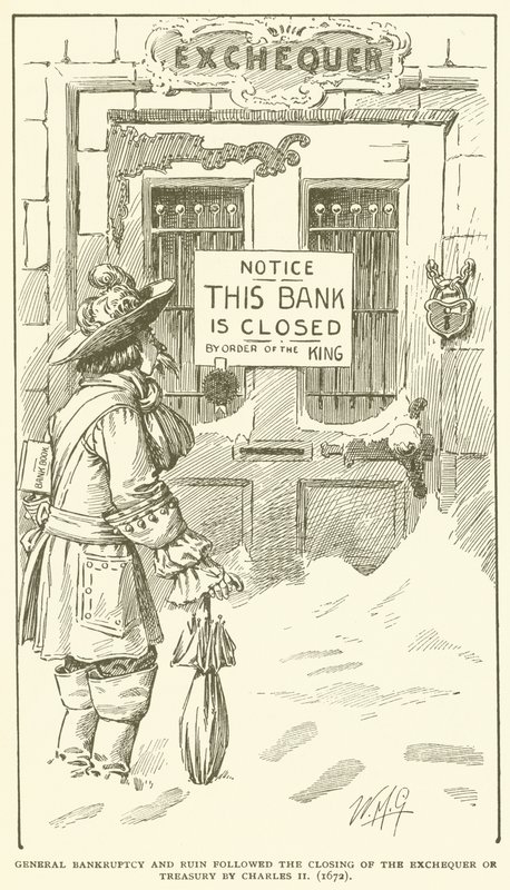 Ogólne bankructwo i ruina po zamknięciu skarbu przez Karola II (1672) autorstwa American School