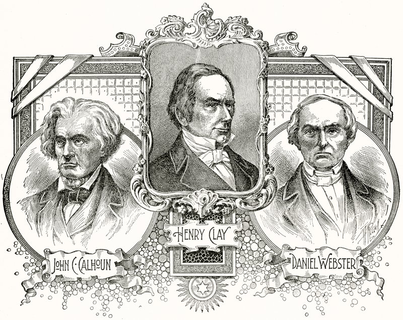 John C Calhoun, Henry Clay, Daniel Webster autorstwa American School