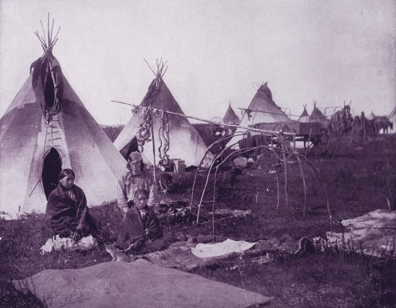 Obozowisko Indian Siuksów, Dakota (zdjęcie czarno-białe) autorstwa American Photographer (after)