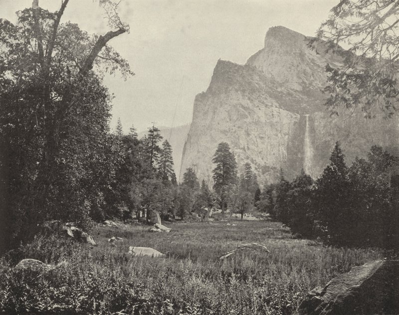 Bridal Veil Falls, Yosemite Valley, Kalifornia (zdjęcie czarno-białe) autorstwa American Photographer (after)