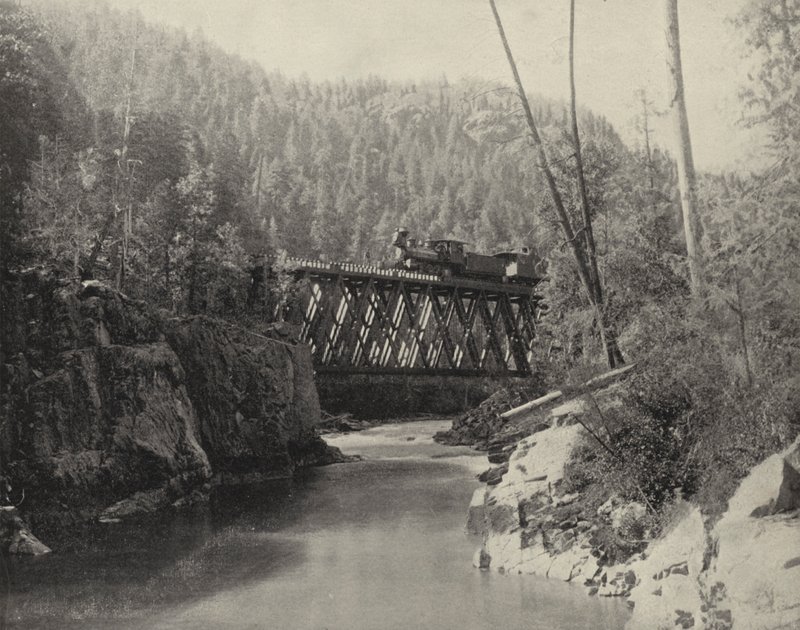 Most w Animas Canyon, Kolorado (zdjęcie czarno-białe) autorstwa American Photographer (after)