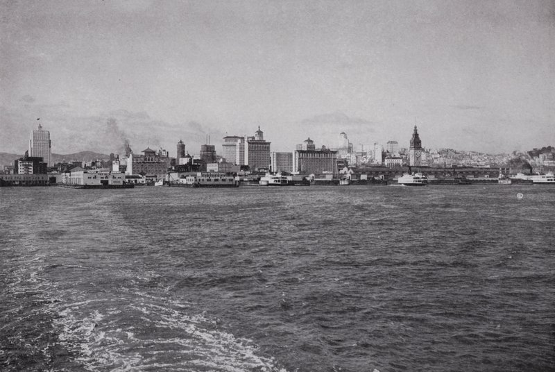 Kalifornia: panorama San Francisco z promu Southern Pacific (zdjęcie czarno-białe) autorstwa American Photographer (after)
