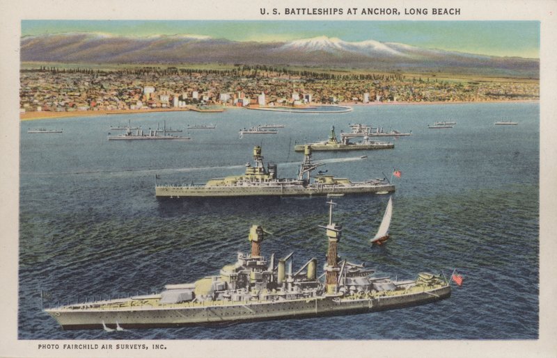 Kalifornia: amerykańskie pancerniki na kotwicy, Long Beach (zdjęcie) autorstwa American Photographer (after)