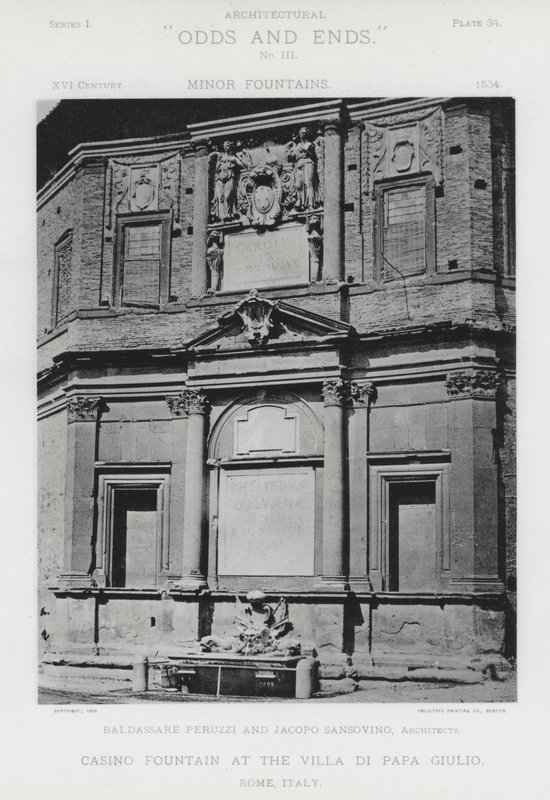 Fontanna kasyna w Villa Di Papa Giulio, Rzym, Włochy (zdjęcie czarno-białe) autorstwa American Photographer (after)