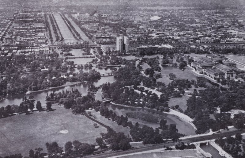 Chicago: Jackson Park i Midway z powietrza (zdjęcie czarno-białe) autorstwa American Photographer (after)
