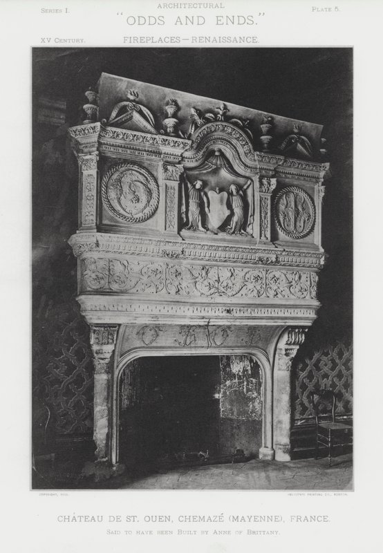 Kominek: Chateau De St Ouen, Chemaze, Mayenne, Francja (zdjęcie czarno-białe) autorstwa American Photographer (after)