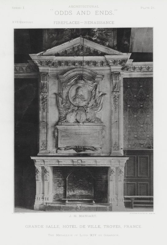 Kominek: Grande Salle, Hotel De Ville, Troyes, Francja (zdjęcie czarno-białe) autorstwa American Photographer (after)