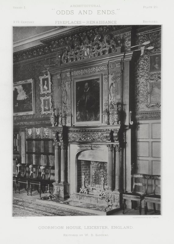 Kominek: Quorndon House, Leicester, Anglia (zdjęcie czarno-białe) autorstwa American Photographer (after)
