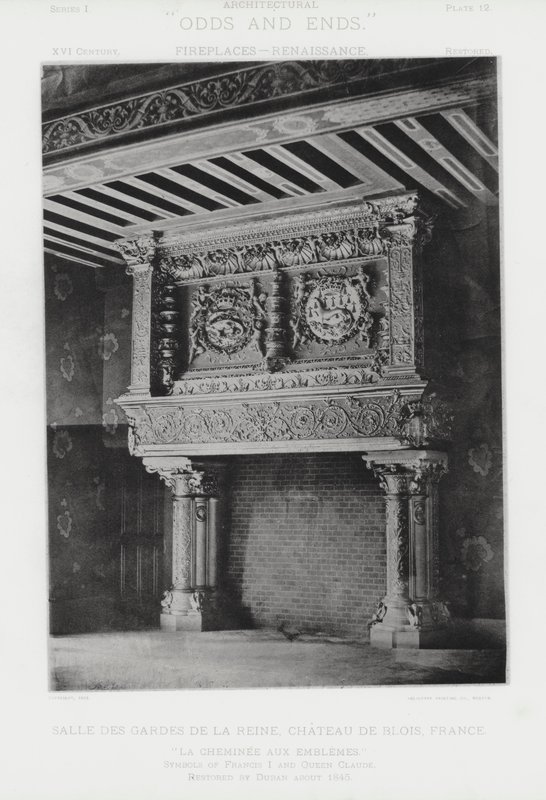 Kominek: Sala Straży Królowej, Chateau De Blois, Francja (zdjęcie czarno-białe) autorstwa American Photographer (after)