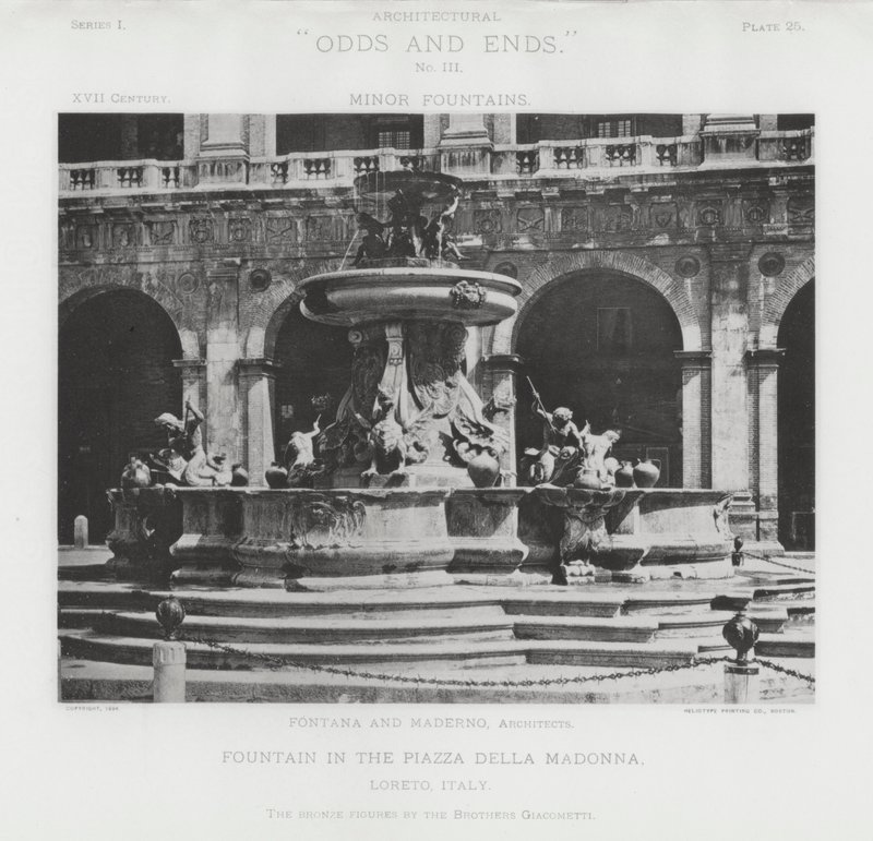 Fontanna na Piazza Della Madonna, Loreto, Włochy (zdjęcie czarno-białe) autorstwa American Photographer (after)