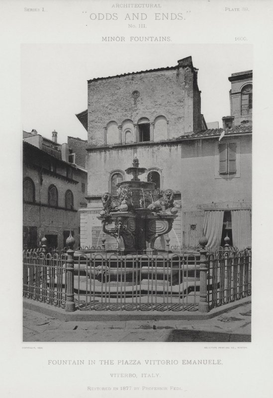 Fontanna na Piazza Vittorio Emanuele, Viterbo, Włochy (zdjęcie czarno-białe) autorstwa American Photographer (after)