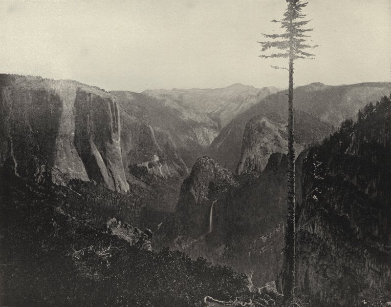 Widok ogólny Yosemite Valley w Kalifornii (zdjęcie czarno-białe) autorstwa American Photographer (after)