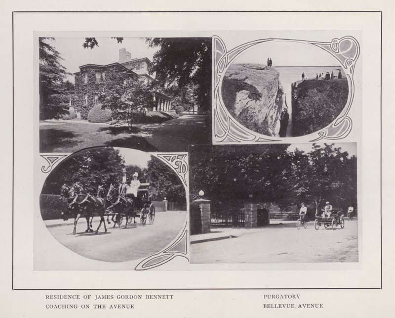 Newport, Rhode Island: Rezydencja Jamesa Gordona Bennetta; Czyściec; Coaching na Alei; Bellevue Avenue (zdjęcie czarno-białe) autorstwa American Photographer (after)
