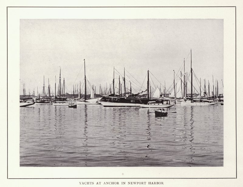 Newport, Rhode Island: Jachty na kotwicy w porcie Newport (zdjęcie czarno-białe) autorstwa American Photographer (after)