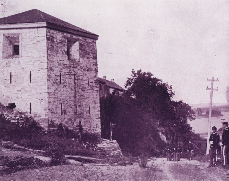 Stary Fort Snelling, nad rzeką Missisipi (zdjęcie czarno-białe) autorstwa American Photographer (after)