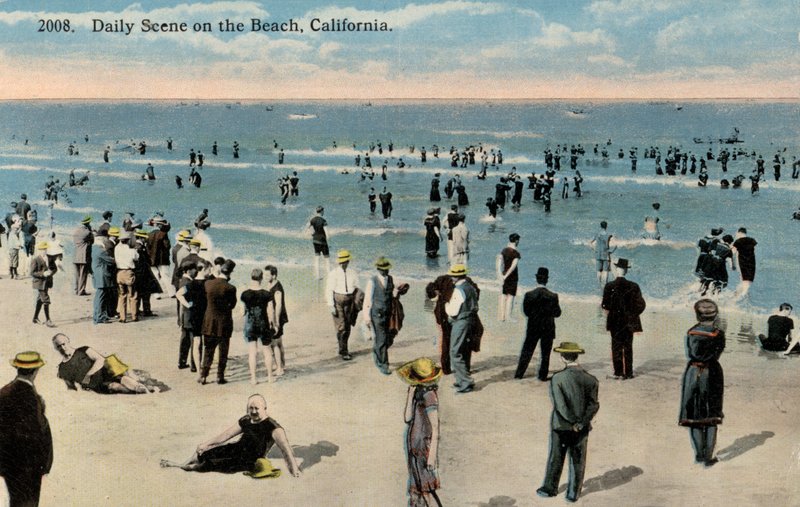 Ludzie odpoczywający na plaży, Kalifornia, USA (zdjęcie) autorstwa American Photographer (after)