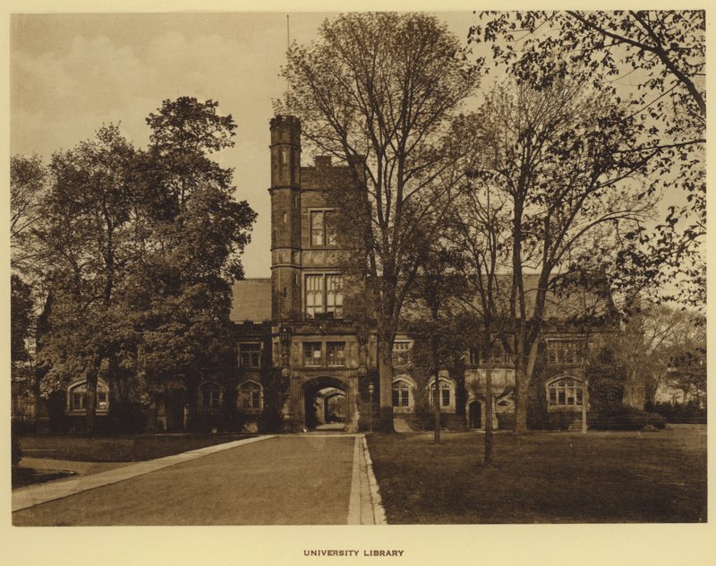 Uniwersytet Princeton: Biblioteka Uniwersytecka (zdjęcie czarno-białe) autorstwa American Photographer (after)