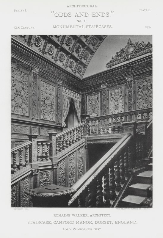 Klatka schodowa, Canford Manor, Dorset, Anglia (zdjęcie czarno-białe) autorstwa American Photographer (after)