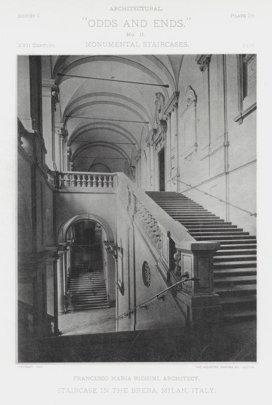 Klatka schodowa w Brera, Mediolan, Włochy (zdjęcie czarno-białe) autorstwa American Photographer (after)