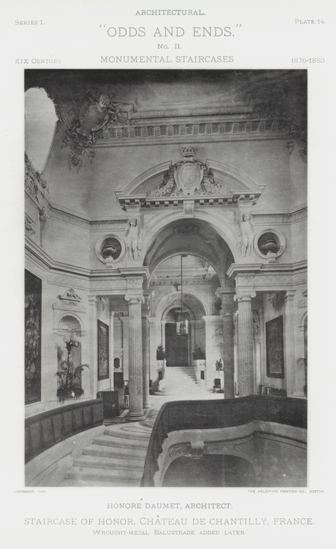 Honorowe schody, Chateau De Chantilly, Francja (zdjęcie czarno-białe) autorstwa American Photographer (after)