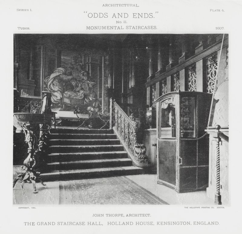 Wielka Hala Schodowa, Holland House, Kensington, Anglia (zdjęcie czarno-białe) autorstwa American Photographer (after)