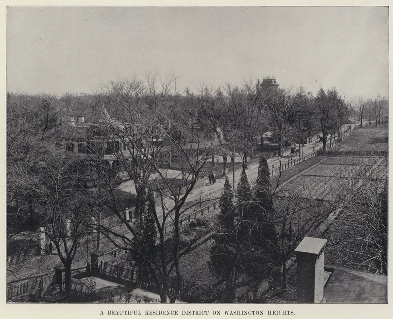 Piękna dzielnica mieszkaniowa na Washington Heights (zdjęcie czarno-białe) autorstwa American Photographer