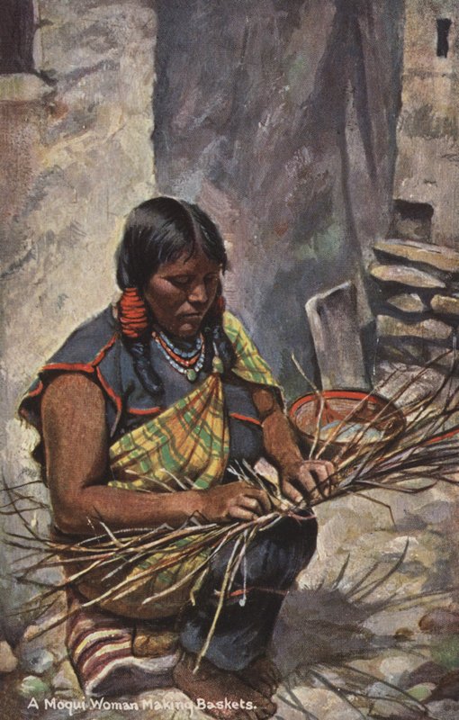 Kobieta Moqui robiąca kosze, Arizona, USA (zdjęcie kolorowe) autorstwa American Photographer