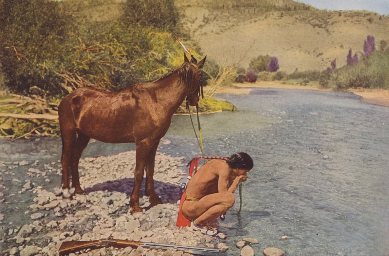 Wojownik Apaczów, Rio Navaho Arizona (zdjęcie kolorowe) autorstwa American Photographer