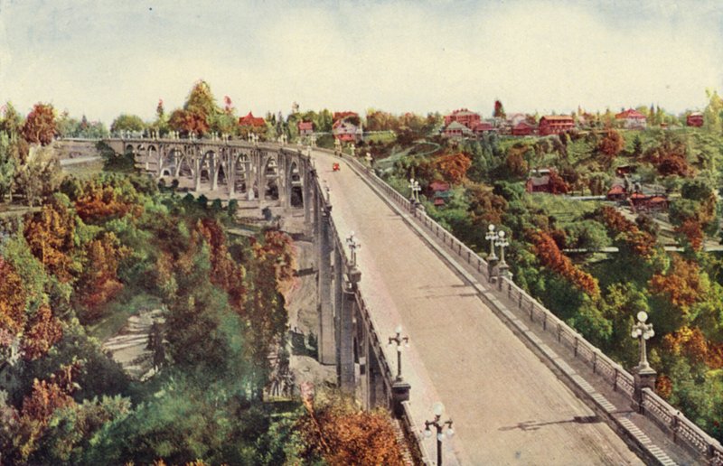 Most Arroyo Seco, Pasadena (zdjęcie kolorowe) autorstwa American Photographer