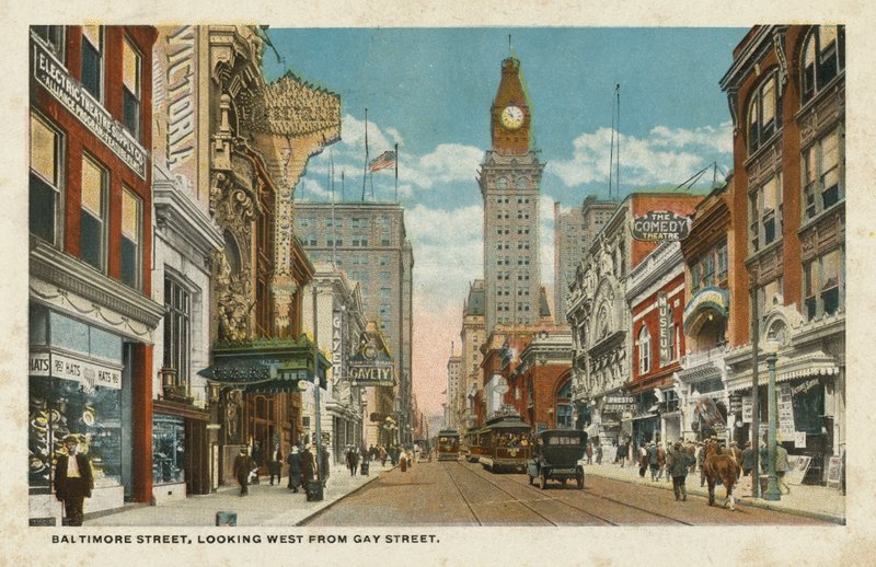 Baltimore Street, patrząc na zachód od Gay Street (zdjęcie kolorowe) autorstwa American Photographer