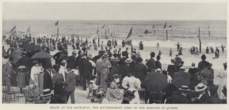 Plaża w Far Rockaway, najbardziej wysuniętej na południe granicy dzielnicy Queens (zdjęcie czarno-białe) autorstwa American Photographer