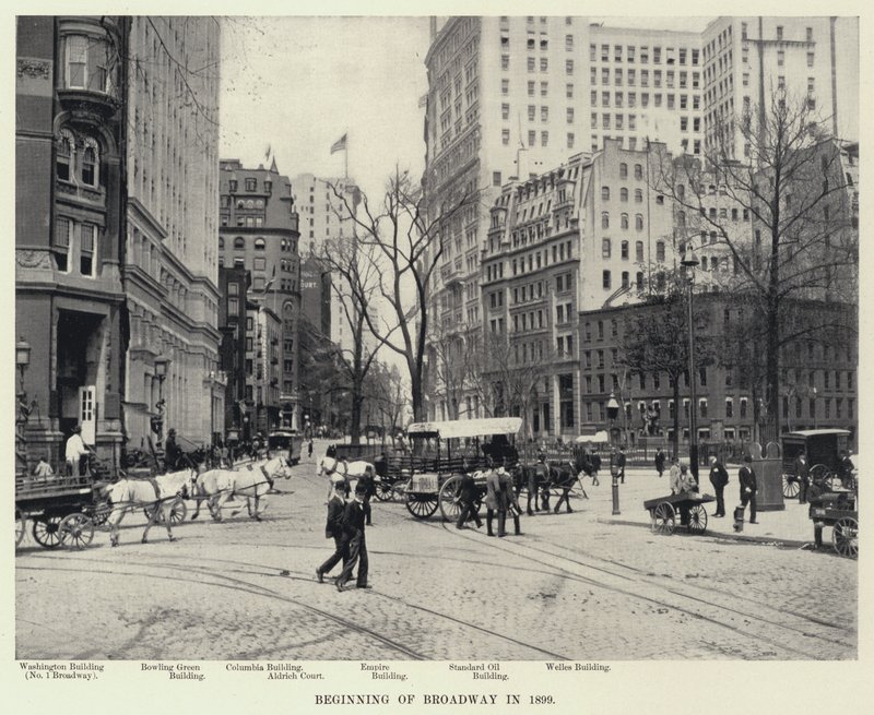 Początek Broadwayu w 1899 roku (zdjęcie czarno-białe) autorstwa American Photographer