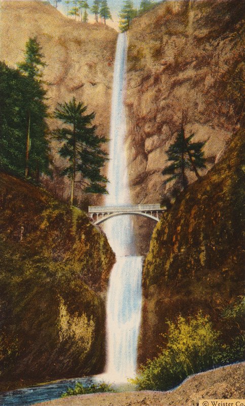 Most Bensona przy wodospadzie Multnomah (zdjęcie kolorowe) autorstwa American Photographer