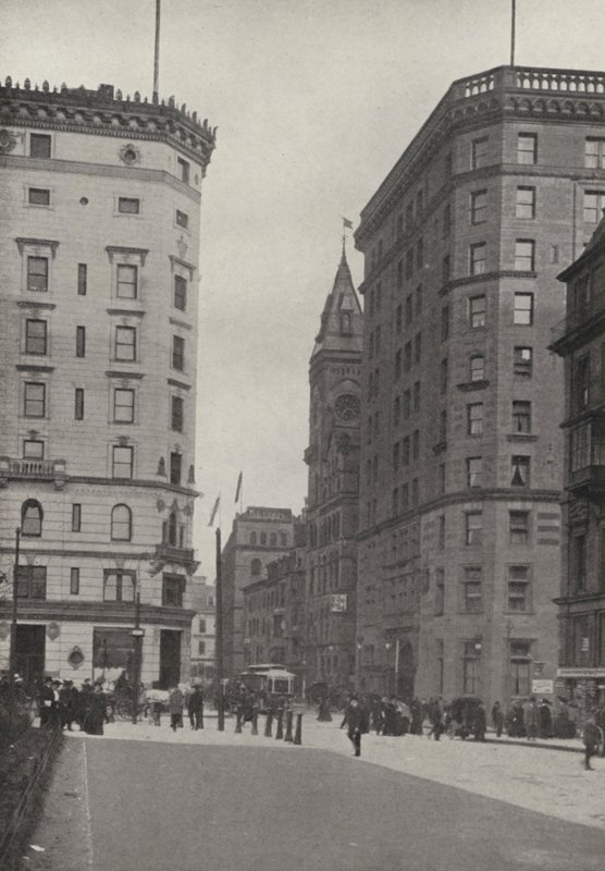 Boston: Świątynia masońska, YMCU, Hotel Touraine, Boylston Street (zdjęcie czarno-białe) autorstwa American Photographer