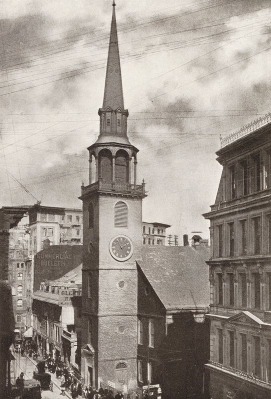 Boston: Stary Kościół Południowy, Washington Street (zdjęcie czarno-białe) autorstwa American Photographer