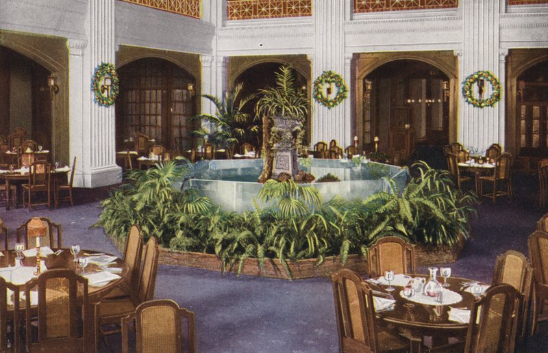 Chicago: Fontanna w South Grill Room, Marshall Field and Co (zdjęcie kolorowe) autorstwa American Photographer