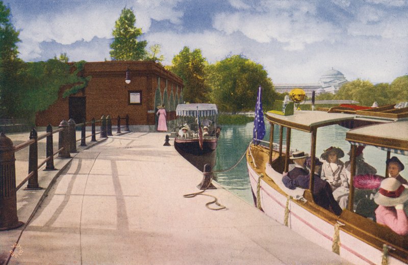 Chicago: Jackson Park Boat House and Excursion Steamers (kolorowe zdjęcie) autorstwa American Photographer