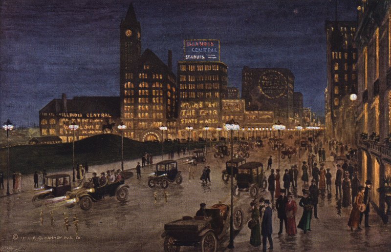 Chicago: Bulwar Michigan nocą (zdjęcie kolorowe) autorstwa American Photographer