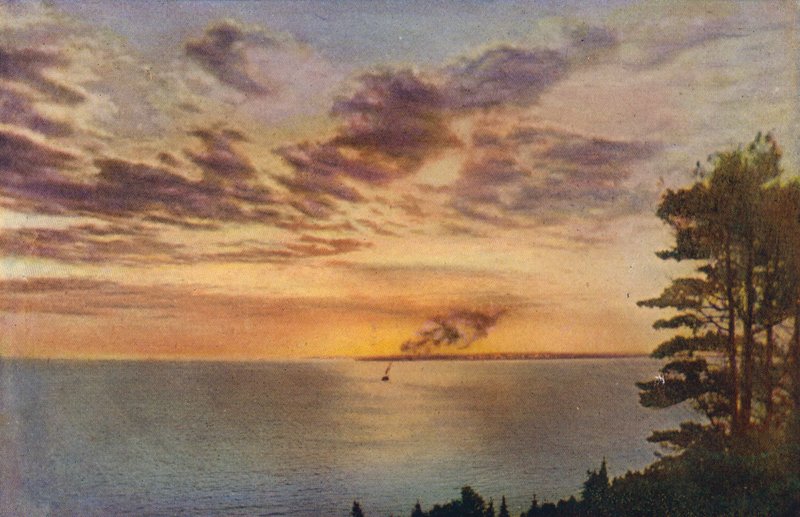 Chicago: Zachód słońca nad jeziorem Michigan (zdjęcie kolorowe) autorstwa American Photographer