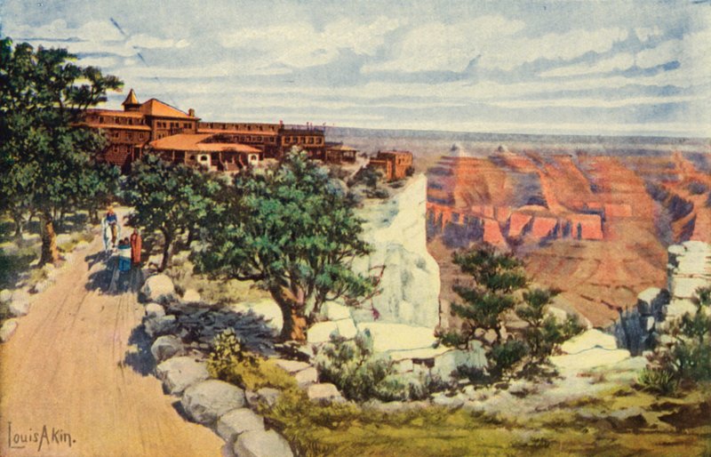 Hotel El Tovar na krawędzi, Park Narodowy Wielkiego Kanionu (zdjęcie kolorowe) autorstwa American Photographer
