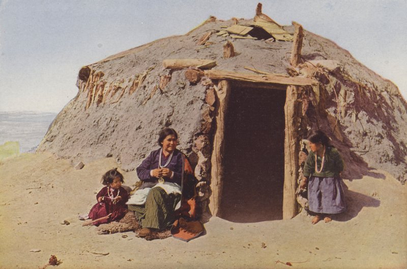 Elle z Ganado, budynek Indian, Albuquerque, najsłynniejsza tkaczka wśród Navajos (zdjęcie kolorowe) autorstwa American Photographer