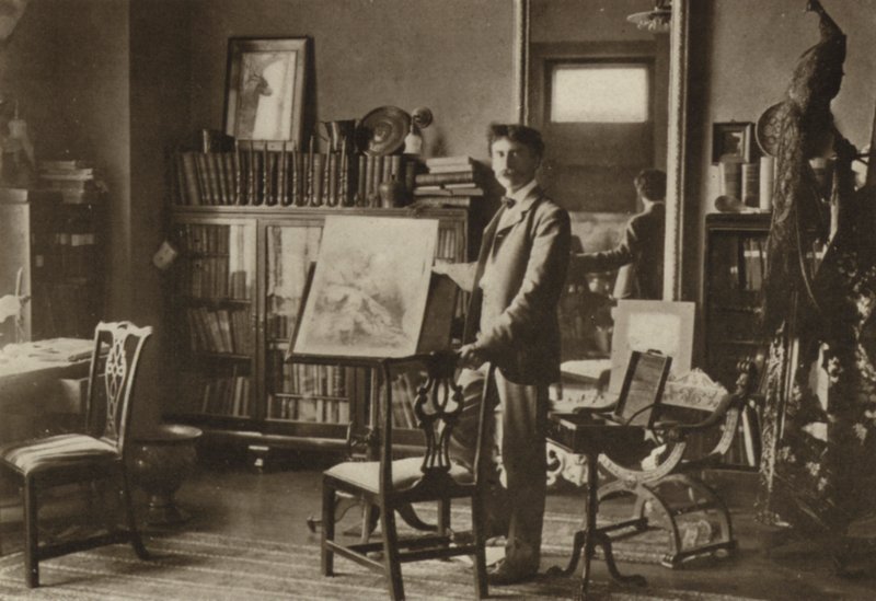 Ernest Seton-Thompson, jego studio w Nowym Jorku (zdjęcie czarno-białe) autorstwa American Photographer