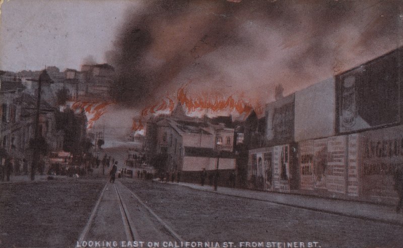 Pożary po trzęsieniu ziemi w San Francisco w 1906 r. (zdjęcie kolorowe) autorstwa American Photographer