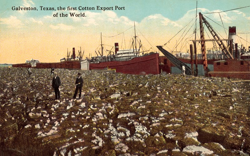 Galveston, Teksas, USA, pierwszy port eksportowy bawełny na świecie (zdjęcie kolorowe) autorstwa American Photographer
