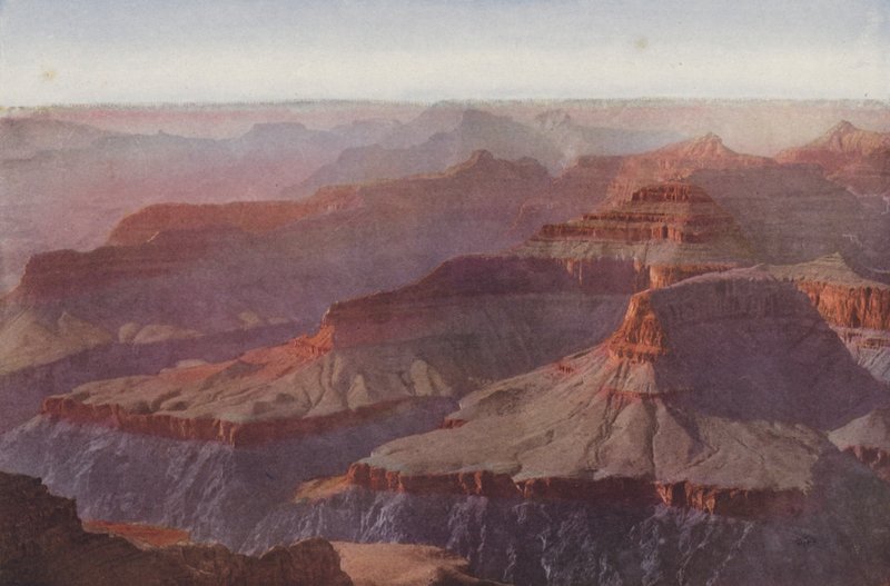 Wielki Kanion, Arizona, zachód słońca z Hopi Point (kolorowe zdjęcie) autorstwa American Photographer
