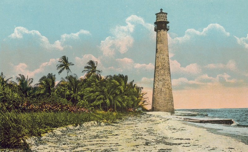 Miami, Floryda, ok. 1925 r: Przylądek Floryda i latarnia morska (zdjęcie kolorowe) autorstwa American Photographer
